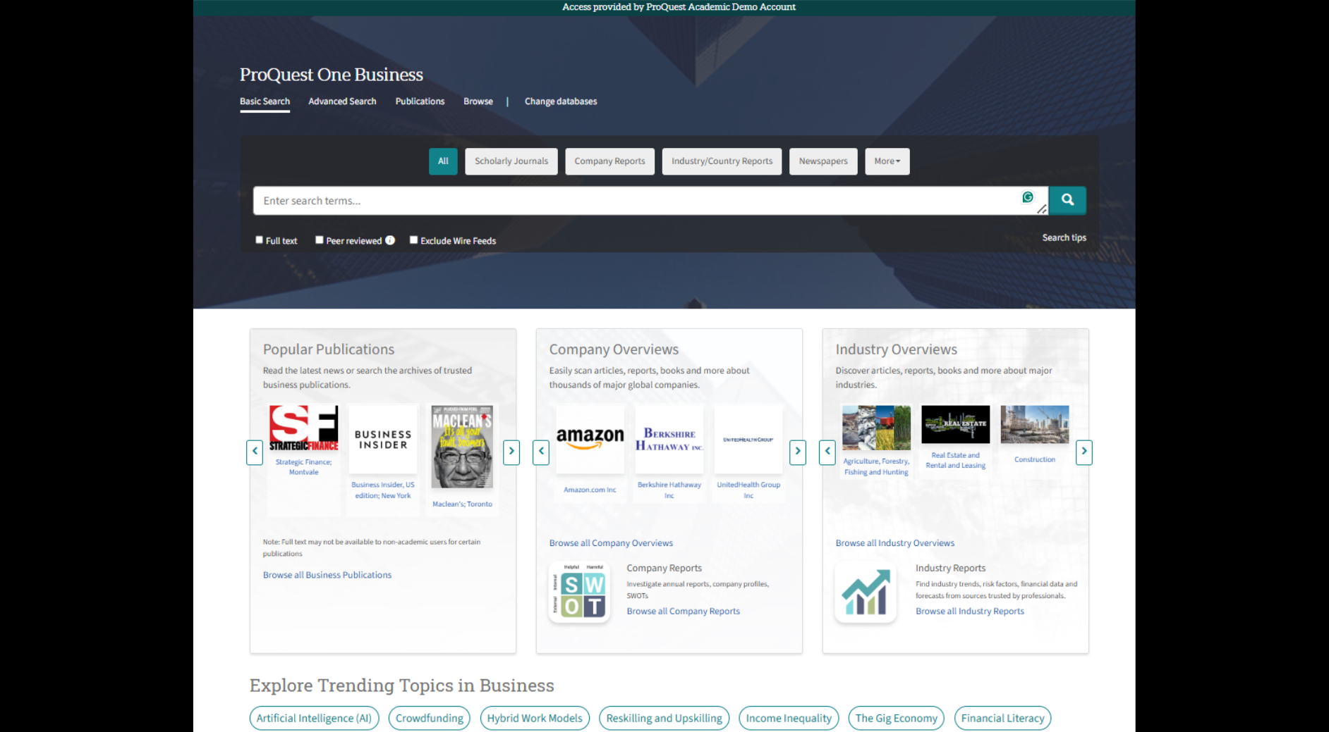 A user experience designed for business studies